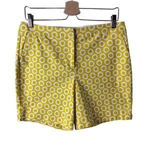 Boden Yellow White Geometric Floral Print Shorts Size 10